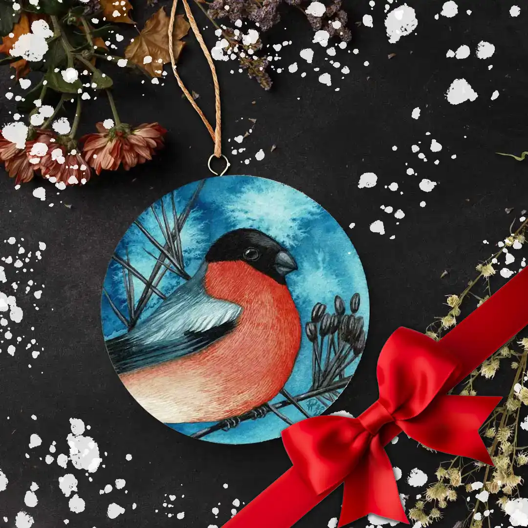 Ptak gil dekoracja, ozdoba reprodukcja do zawieszenia na okno